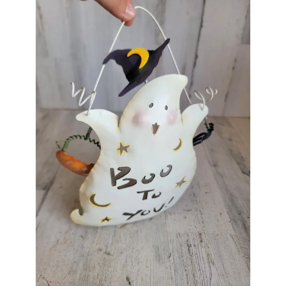 Metal Halloween boo to you ghost sign hanging wall decor‎ cute